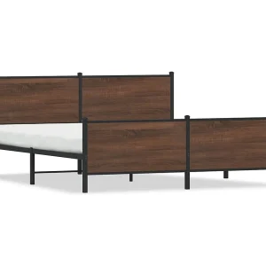Bedframe zonder matras metaal bruin eikenkleurig 200×200 cm Bedframe zonder matras metaal bruin eikenkleurig 200×200 cm