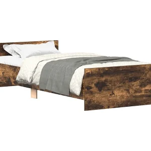 Bedframe zonder matras hout gerookt eikenkleurig 90×190 cm Bedframe zonder matras hout gerookt eikenkleurig 90×190 cm