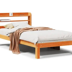 Bedframe zonder matras massief grenenhout wasbruin 75×190 cm Bedframe zonder matras massief grenenhout wasbruin 75×190 cm