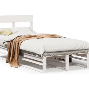 Bedframe zonder matras massief grenenhout wit 90×200 cm Bedframe zonder matras massief grenenhout wit 90×200 cm