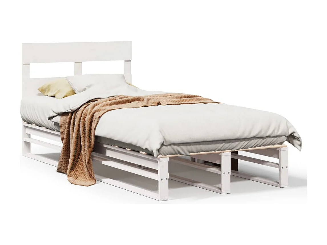 Bedframe zonder matras massief grenenhout wit 90x200 cm