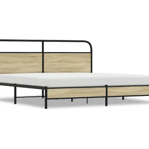 Bedframe zonder matras metaal sonoma eikenkleur 200×200 cm Bedframe zonder matras metaal sonoma eikenkleur 200×200 cm