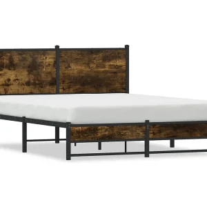 Bedframe zonder matras metaal gerookt eikenkleurig 140×190 cm