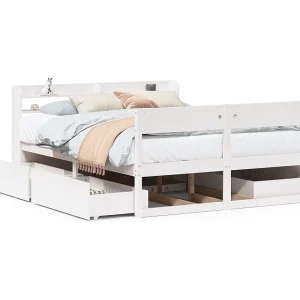 Bedframe zonder matras massief grenenhout wit 140×200 cm Bedframe zonder matras massief grenenhout wit 140×200 cm