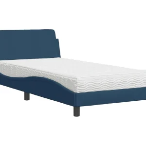 Bed met matras "Dover" stof blauw 100×200 cm Bed met matras "Dover" stof blauw 100×200 cm