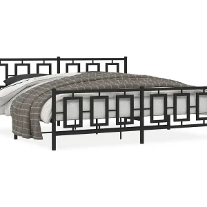 Bedframe met hoofd- en voeteneinde metaal zwart 193×203 cm Bedframe met hoofd- en voeteneinde metaal zwart 193×203 cm