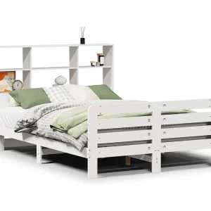 Bedframe zonder matras massief grenenhout wit 160×200 cm