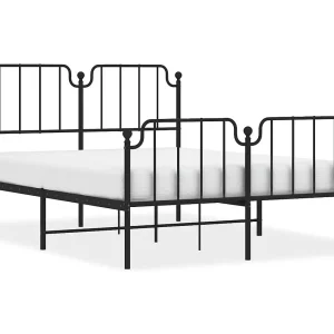 Bedframe met hoofd- en voeteneinde metaal zwart 140×200 cm