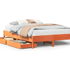 Bedframe zonder matras massief grenenhout wasbruin 120×200 cm Bedframe zonder matras massief grenenhout wasbruin 120×200 cm