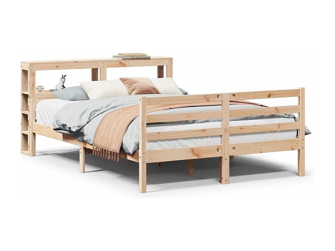 Bedframe met hoofdbord massief grenenhout 150x200 cm