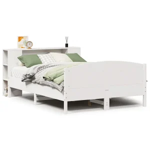 Bed met boekenkast zonder matras grenenhout wit 135×190 cm Bed met boekenkast zonder matras grenenhout wit 135×190 cm