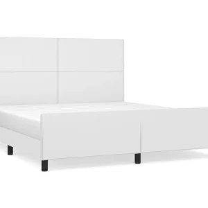 Bedframe met hoofdbord kunstleer wit 180×200 cm Bedframe met hoofdbord kunstleer wit 180×200 cm