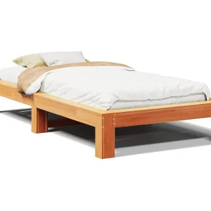 Bedframe zonder matras massief grenenhout wasbruin 75×190 cm Bedframe zonder matras massief grenenhout wasbruin 75×190 cm