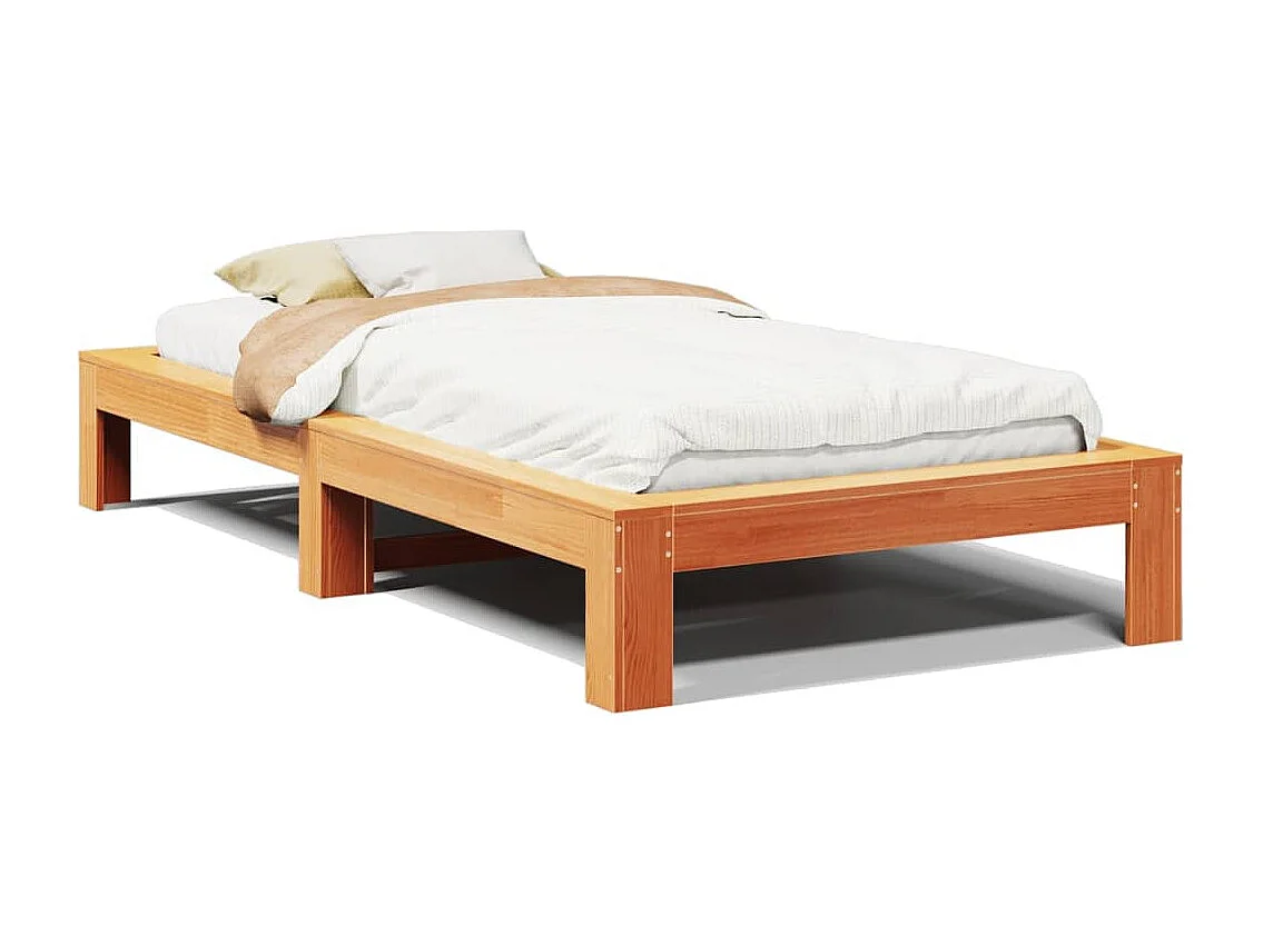 Bedframe zonder matras massief grenenhout wasbruin 75x190 cm