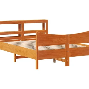 Bedframe met hoofdbord grenenhout wasbruin 140×200 cm Bedframe met hoofdbord grenenhout wasbruin 140×200 cm