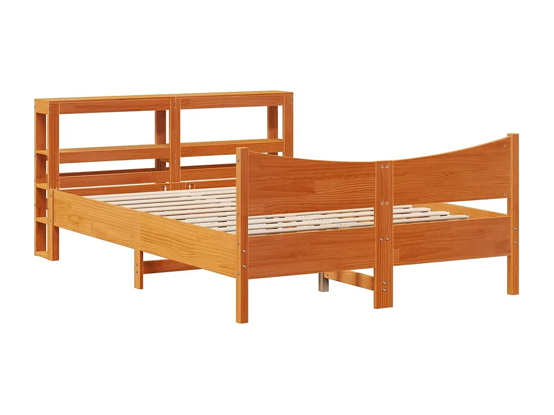 Bedframe met hoofdbord grenenhout wasbruin 140x200 cm