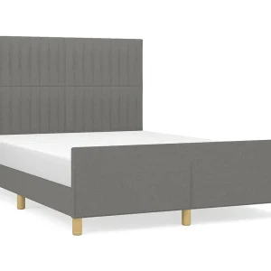 Bedframe zonder matras stof donkergrijs 140×190 cm Bedframe zonder matras stof donkergrijs 140×190 cm