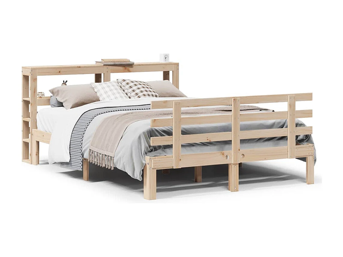 Bedframe met hoofdbord massief grenenhout 120x200 cm