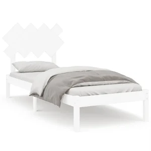 Bedframe massief hout wit 90×190 cm Bedframe massief hout wit 90×190 cm