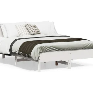 Bedframe zonder matras massief grenenhout wit 150×200 cm