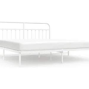 Bedframe met hoofdbord metaal wit 193×203 cm Bedframe met hoofdbord metaal wit 193×203 cm