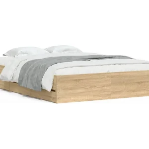 Bedframe met lades bewerkt hout sonoma eikenkleurig 140×200 cm Bedframe met lades bewerkt hout sonoma eikenkleurig 140×200 cm