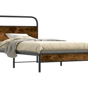 Bedframe zonder matras bewerkt hout gerookt eiken 90×190 cm Bedframe zonder matras bewerkt hout gerookt eiken 90×190 cm