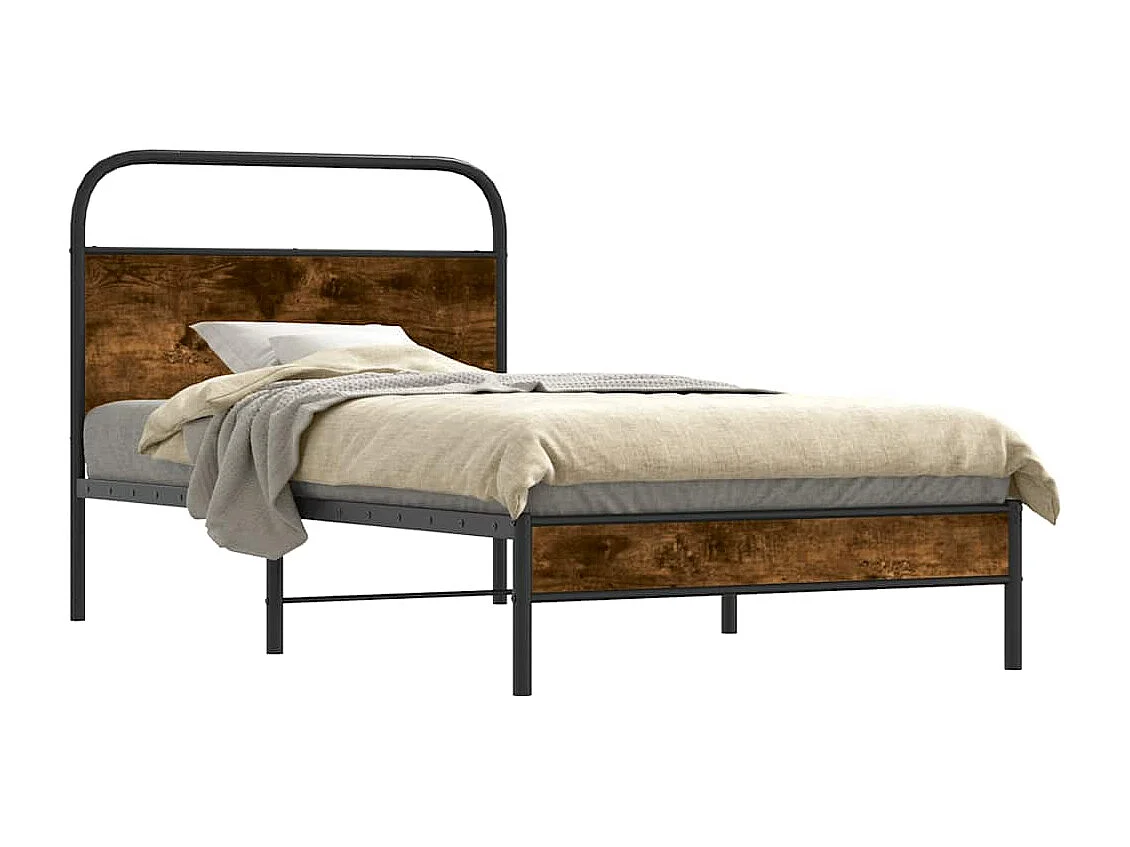 Bedframe zonder matras bewerkt hout gerookt eiken 90x190 cm