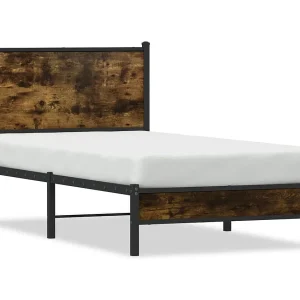 Bedframe zonder matras metaal gerookt eikenkleurig 80×200 cm Bedframe zonder matras metaal gerookt eikenkleurig 80×200 cm