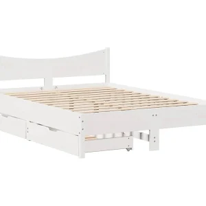 Bedframe met lades massief grenenhout wit 160×200 cm Bedframe met lades massief grenenhout wit 160×200 cm