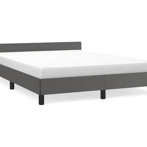 Bedframe met hoofdeinde zonder matras 140×190 cm grijs