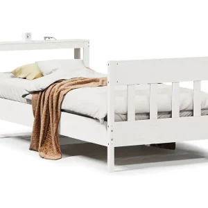 Bedframe zonder matras massief grenenhout wit 75×190 cm Bedframe zonder matras massief grenenhout wit 75×190 cm