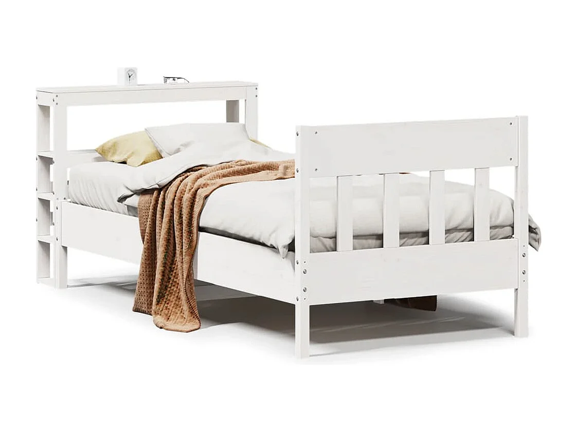 Bedframe zonder matras massief grenenhout wit 75x190 cm