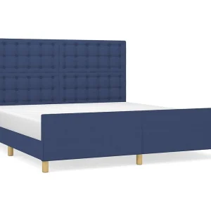 Bedframe zonder matras stof blauw 160×200 cm Bedframe zonder matras stof blauw 160×200 cm