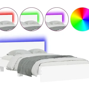 Bedframe met hoofdeinde en LED wit 120×200 cm Bedframe met hoofdeinde en LED wit 120×200 cm
