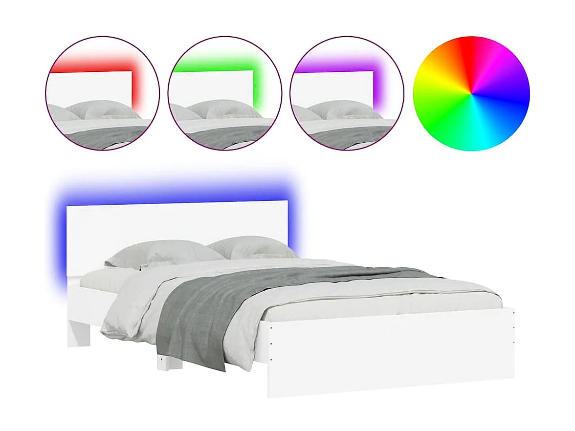 Bedframe met hoofdeinde en LED wit 120x200 cm