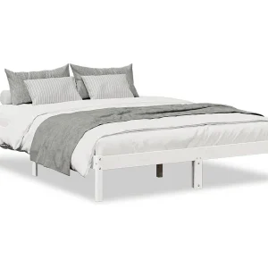 Bedframe extra lang zonder matras grenenhout wit 160×220 cm Bedframe extra lang zonder matras grenenhout wit 160×220 cm