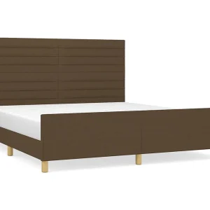 Bedframe zonder matras stof donkerbruin 160×200 cm Bedframe zonder matras stof donkerbruin 160×200 cm