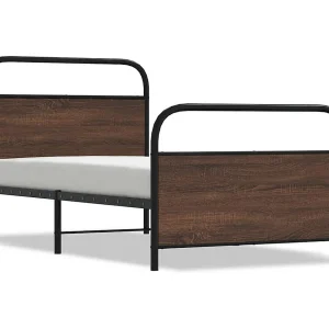 Bedframe zonder matras bewerkt hout bruin eikenkleur 100×200 cm Bedframe zonder matras bewerkt hout bruin eikenkleur 100×200 cm