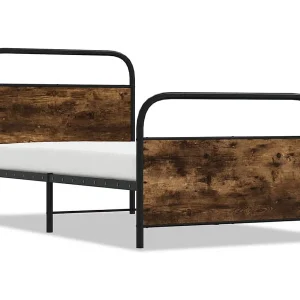 Bedframe zonder matras bewerkt hout gerookt eiken 90×190 cm Bedframe zonder matras bewerkt hout gerookt eiken 90×190 cm