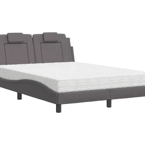 Bed "Viana" met matras kunstleer grijs 140×200 cm Bed "Viana" met matras kunstleer grijs 140×200 cm
