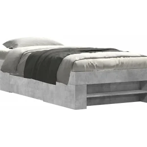 Bedframe bewerkt hout betongrijs 75×190 cm