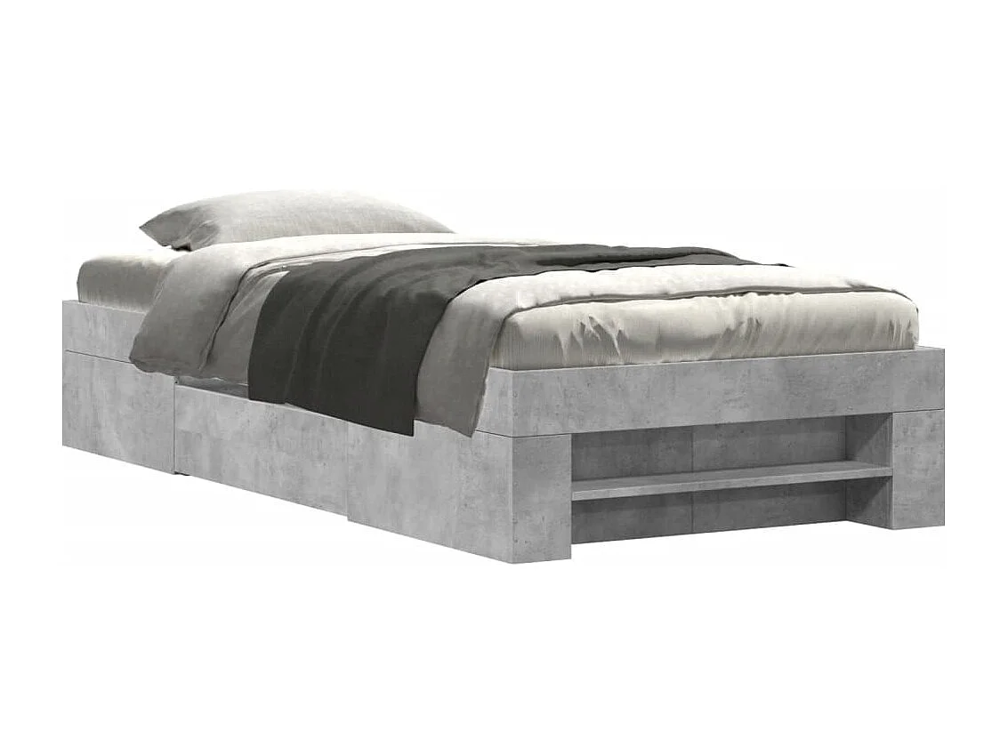 Bedframe bewerkt hout betongrijs 75x190 cm