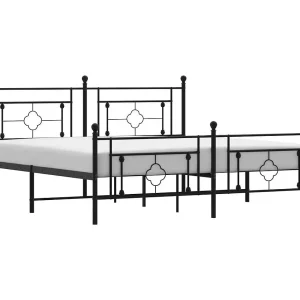 Bedframe met hoofd- en voeteneinde metaal zwart 183×213 cm