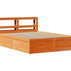 Bedframe met hoofdbord massief grenenhout wasbruin 120×200 cm Bedframe met hoofdbord massief grenenhout wasbruin 120×200 cm