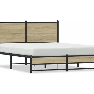 Bedframe zonder matras metaal sonoma eikenkleurig 137×190 cm