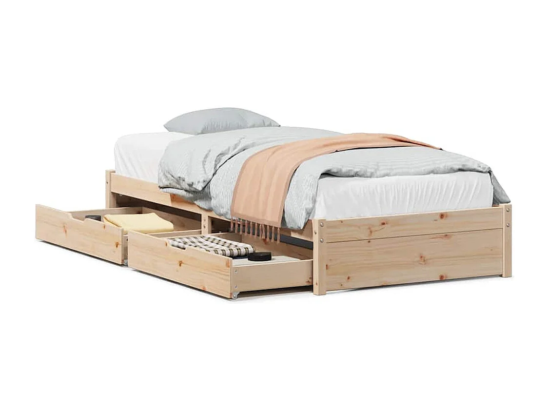 Bedframe zonder matras massief grenenhout 75x190 cm
