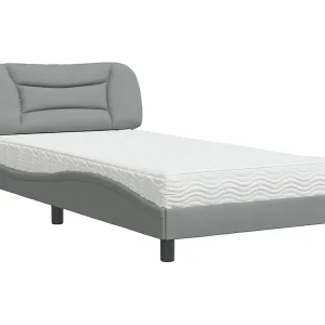 Bed met matras "Hvar" stof lichtgrijs 100×200 cm Bed met matras "Hvar" stof lichtgrijs 100×200 cm
