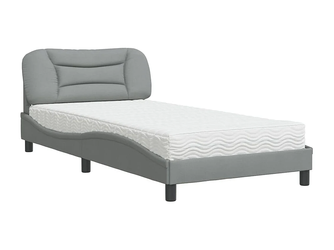Bed met matras "Hvar" stof lichtgrijs 100x200 cm