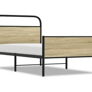 Bedframe zonder matras bewerkt hout sonoma eikenkleur 90×200 cm Bedframe zonder matras bewerkt hout sonoma eikenkleur 90×200 cm